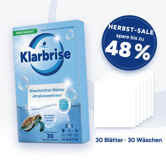 Klarbrise Waschmittel-Blätter: Packung mit 30 Blättern, Herbst-Sale – spare bis zu 48 %