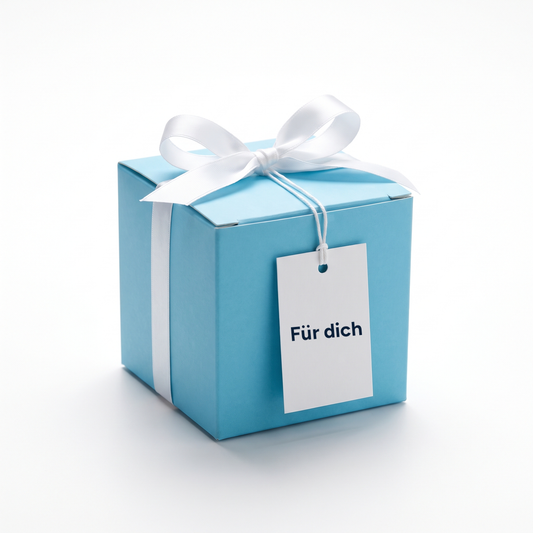 Klarbrise Überraschungsgeschenk in himmelblauer Geschenkbox