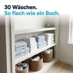 Flache Packung spart Platz im Schrank